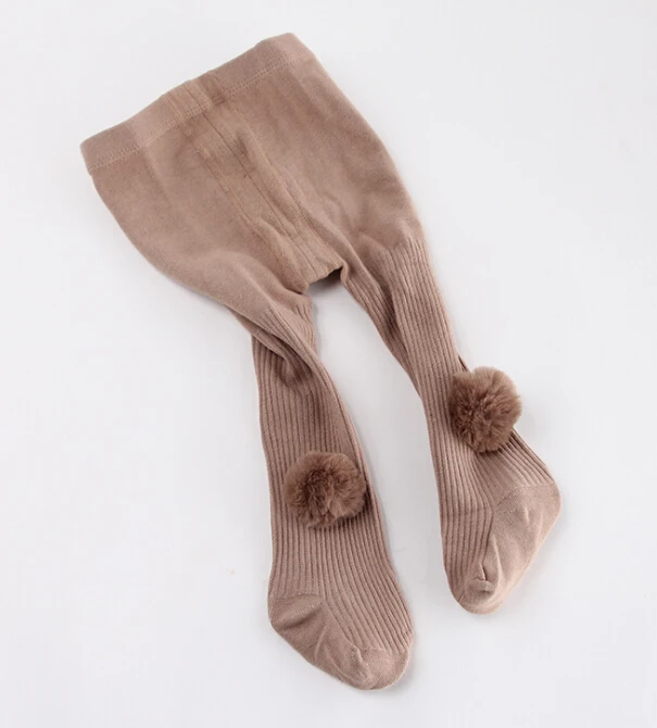 Хлопковые чулки с помпоном для маленьких девочек удобные длинные облегающие на