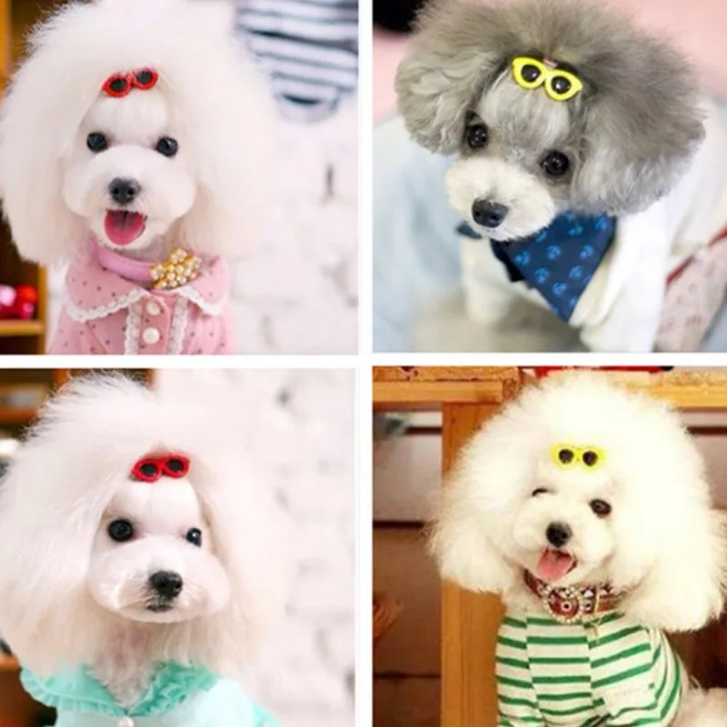 

Pet Cute Heart-Shaped Decorative Sunglasses Pet Fashion Dress Up Sunglasses Sunglasses Hair Clip 10 Sets Of Colors