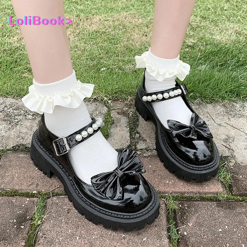 Женские туфли Lolibook в стиле &quotЛолита&quot японская Милая Черная Обувь для косплея