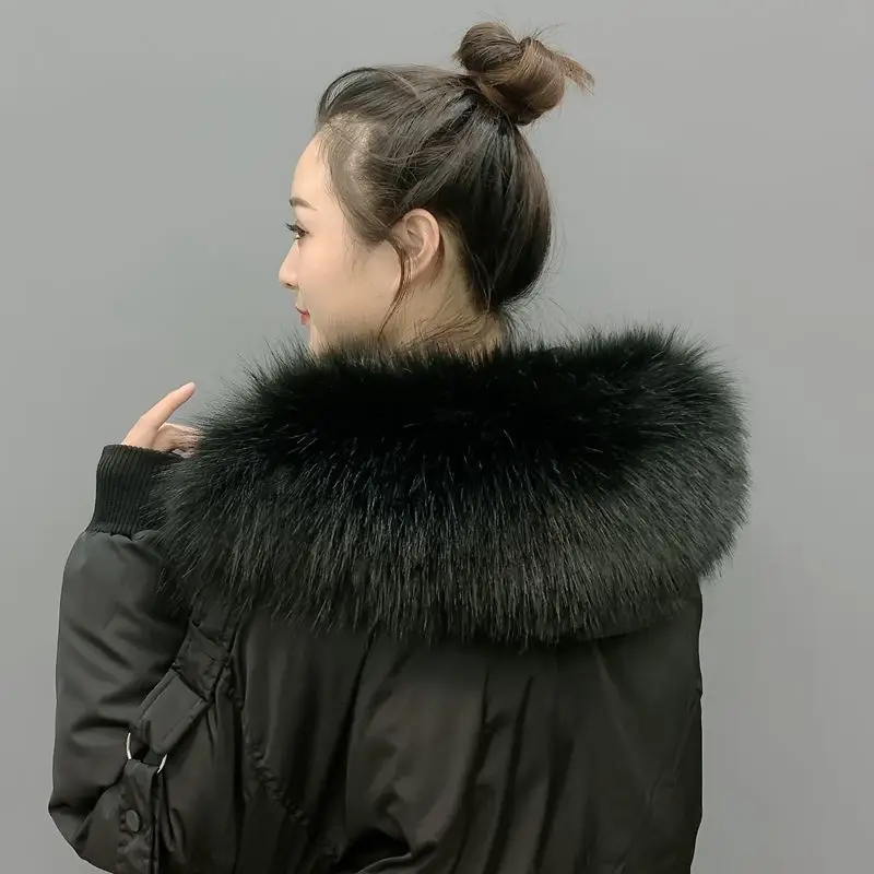 Меховой воротник MH из искусственного меха енота зимний меховой теплый хорошие