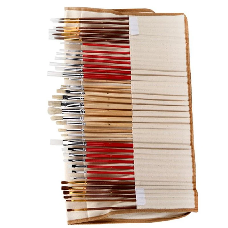 38 шт набор кистей для рисования с холщовой сумкой масляной акриловой акварели