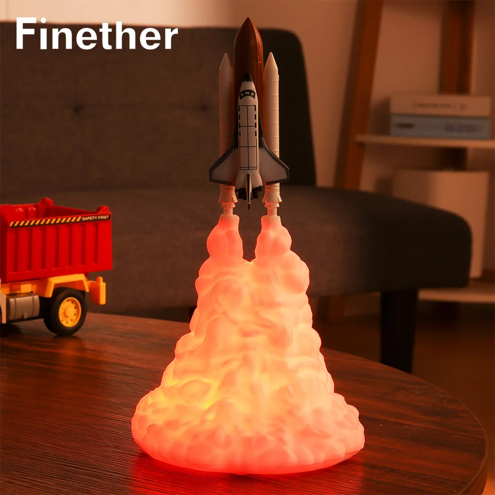 Finether 3D принт ночник Космический Шаттл лампа детский USB Перезаряжаемый