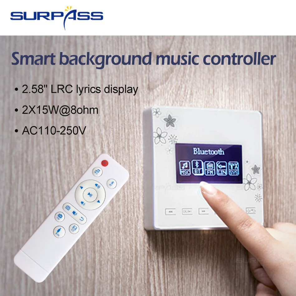 

Bluetooth Wall Amplifier With Ceiling Speaker Cheap Package For Home Theater Background Music System Wall Controller Combo