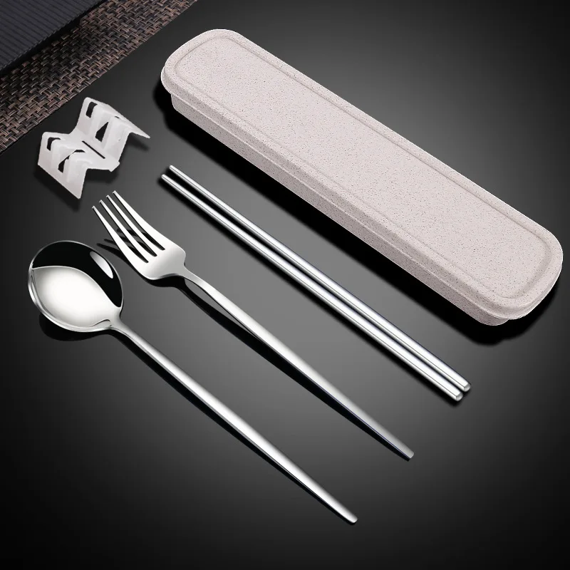 

Дорожная посуда Западный обеденный набор палочки для еды кемпинговая вилка ложка кухонная посуда из нержавеющей стали Портативный набор с...