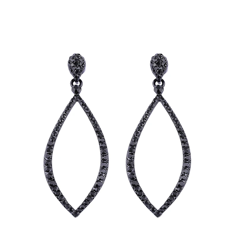 OCESRIO Black Earring For Woman Rhinestone Small Hoop Earrings Teardrop Crystal Circle Women's Hanging Jewelry Pendants ers-p02 |