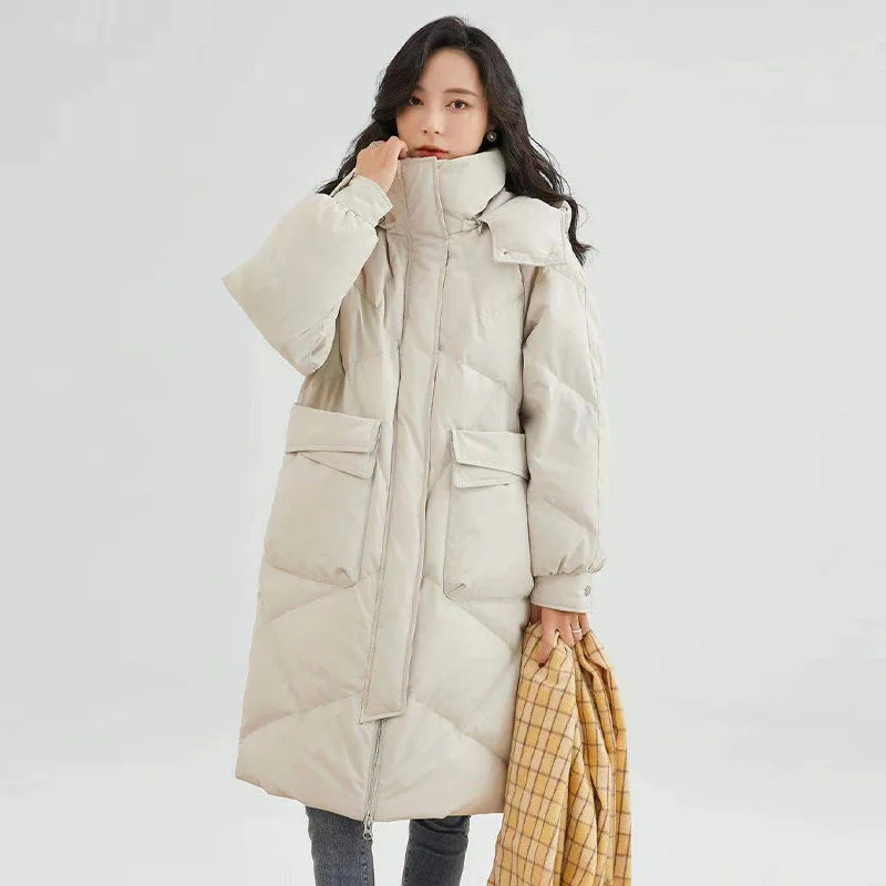 2021 зимняя 90% белая утка Женская длинная пуховая куртка гусиное перо пальто