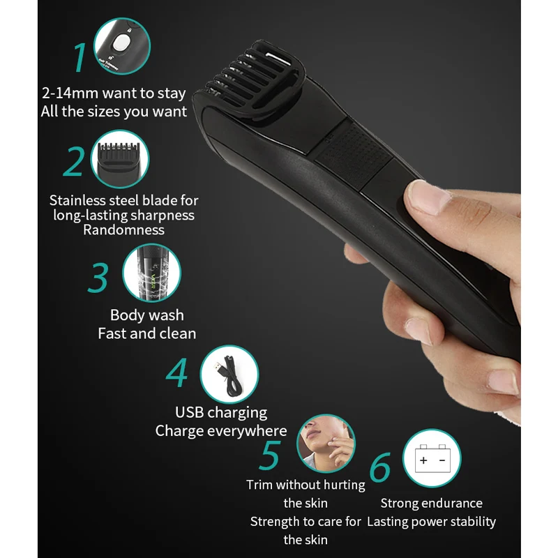 VGR брендовый профессиональный электрический триммер для волос USB перезаряжаемая