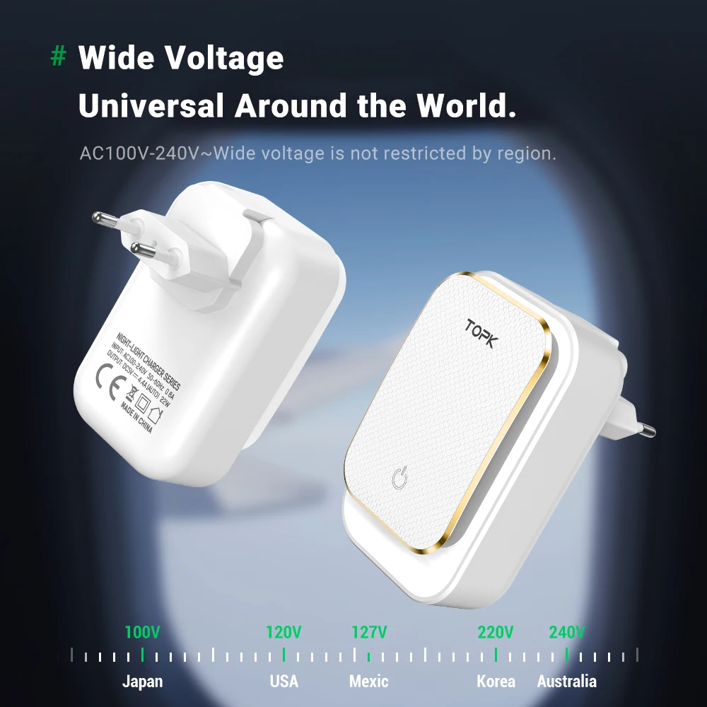 TOPK L-Power 4-портовый EU/US/UK/AU штекер 22 Вт USB зарядное устройство Светодиодный