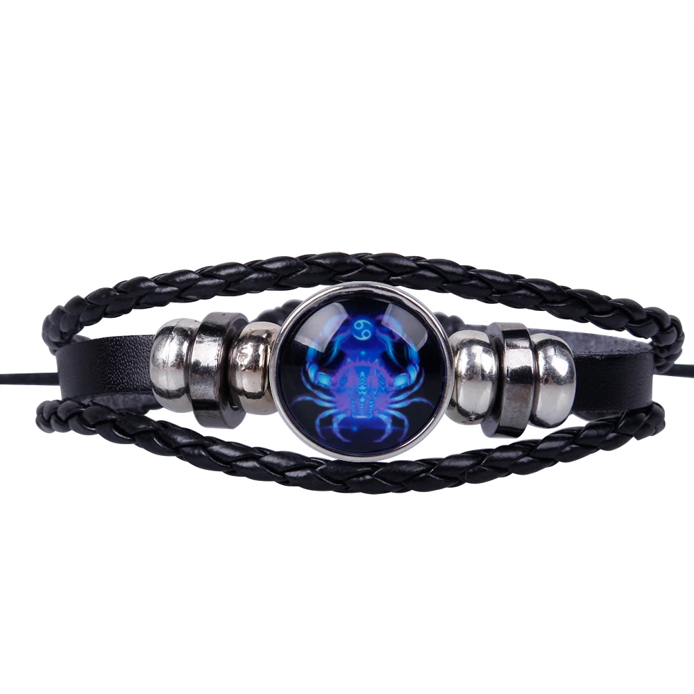 Новые ювелирные изделия панк мужской браслет для женщин с шармом 12 Знак зодиака