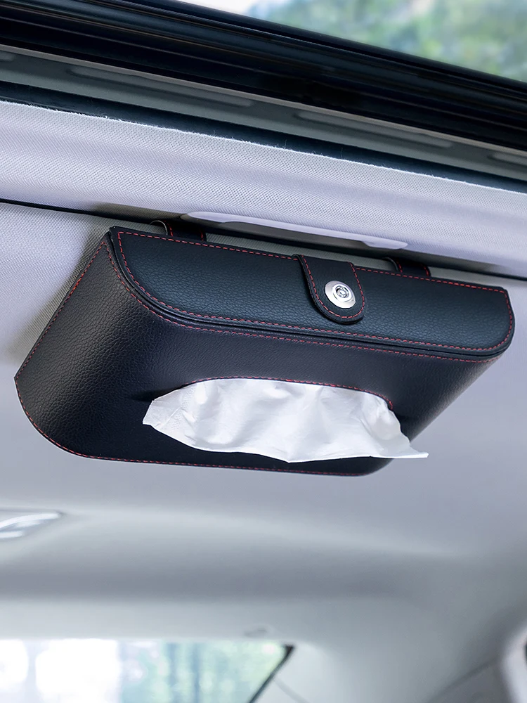 

Car Sun Visor Tissue Box Holder Leather Auto Armrest Skylight Seat Back Sunroof Hanging Napkin Paper Box Storage Decoration