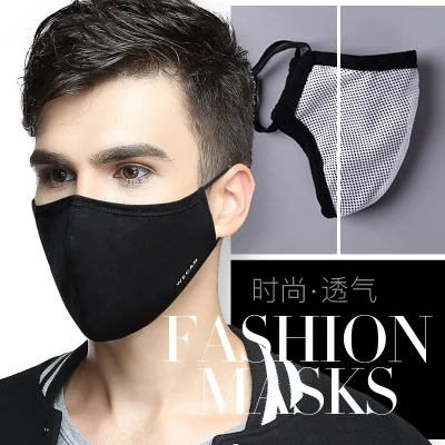 man black Хлопок PM2.5 анти-Дымчатая маска против пыли рот маска Активированный уголь фильтр рот Муфельная Маска Тканевая маска для лица с фильтром 2 шт - Цвет: man black