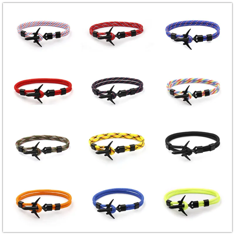 Новый самолет якорь браслеты для мужчин Шарм цепь 550 веревка зонтика браслет