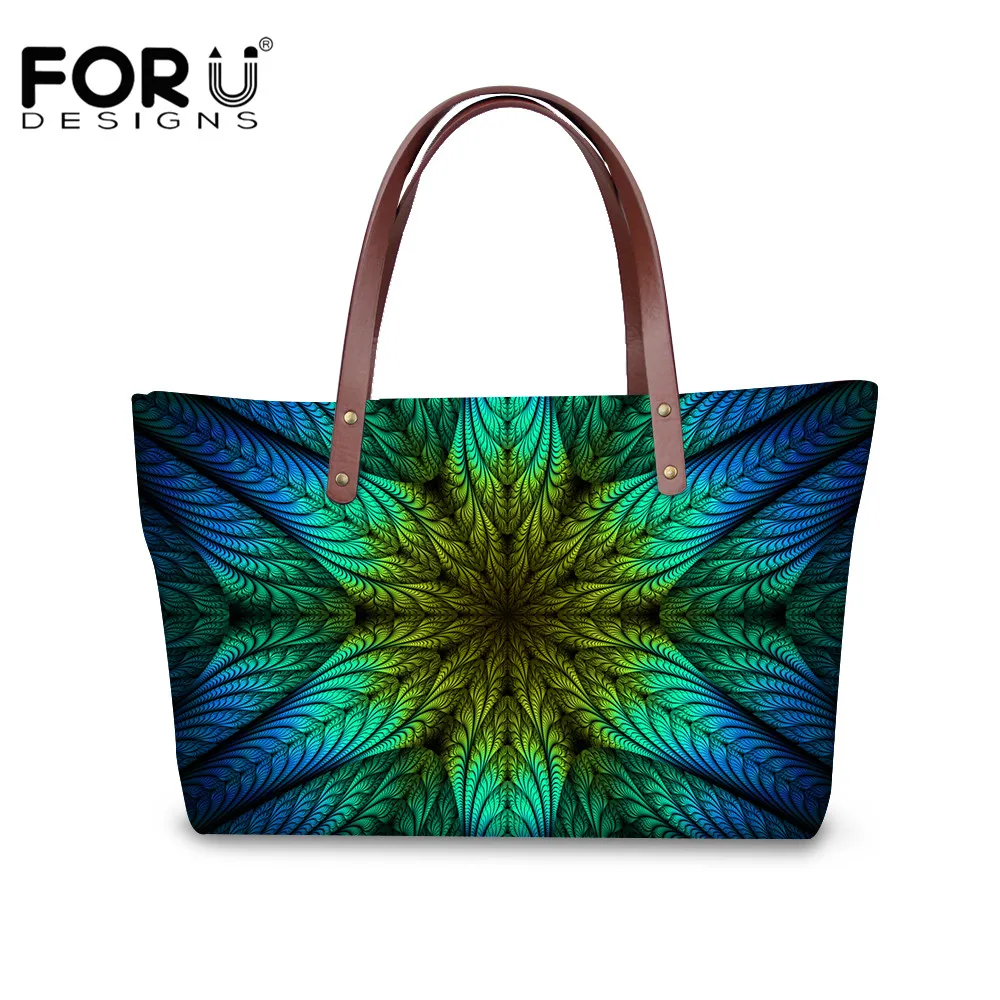 

Женские роскошные сумки-тоуты FORUDESIGNS, сумка-мессенджер из Полинезии с разноцветными мятными листьями, модные дамские сумочки, сумка на плеч...