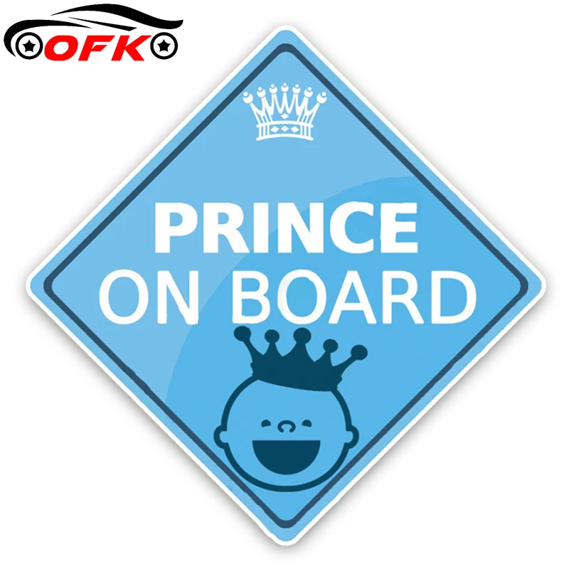 

Warning Car Sticker Lovely High Quality Graphic PRINCE BABY ON BOARD Cartoon Decoration Decals 12CM*12CM