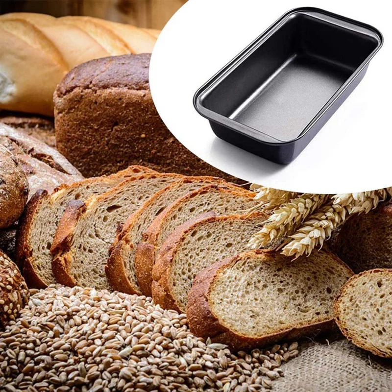 

4 PCS Rectangular Loaf Pan Non-Stick Bread Baking Tray Toast Mold Bakeware Kit,Black & Gray