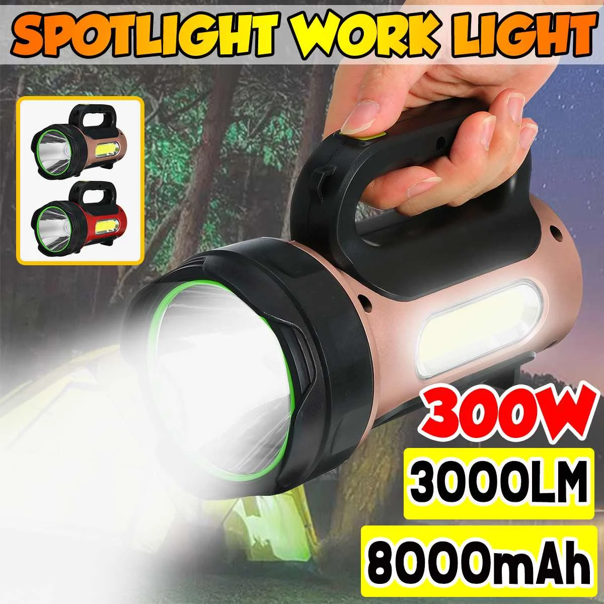 

3000lm Powerful LED flashlight lanterna portable searchlight rechargeable spotlight 1000m range hunting lamp with side light