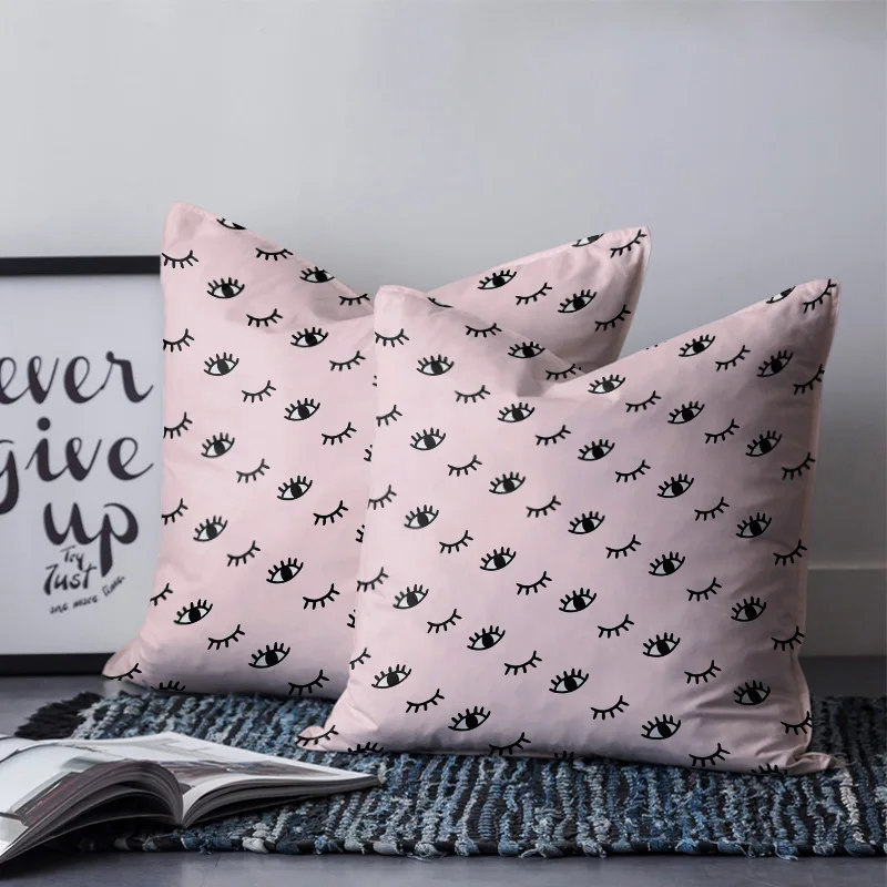 Ресницы розовый мультфильм глаз печатных пледы Подушка Чехол плюшевая наволочка