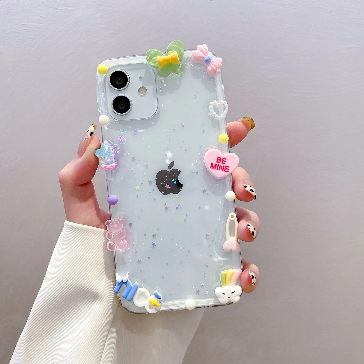 

Three-dimensional photo frame Epoxy Bowknot Bear Applicable for iphone13 mobile phone shell Apple 11/12Promax cartoon