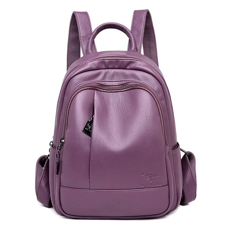 PURPLE Классический женский рюкзак, высококачественные кожаные рюкзаки, школьные сумки для девочек-подростков, рюкзак Mochila Feminina Sac A Dos Femme - Цвет: PURPLE