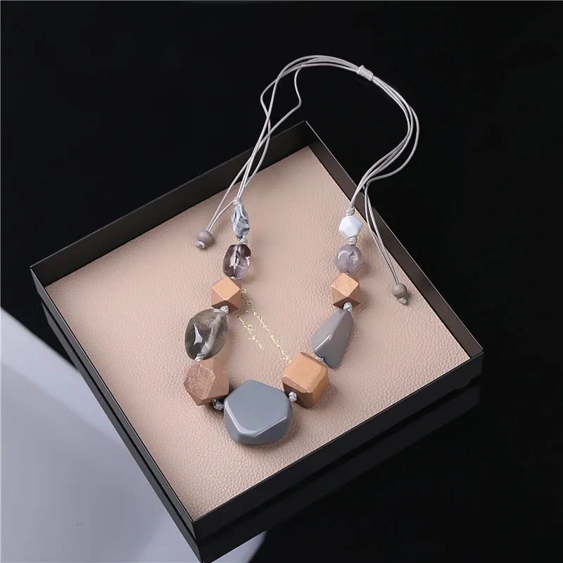 2021 модное ожерелье с подвеской из дерева и смолы для женщин модная цепочка на