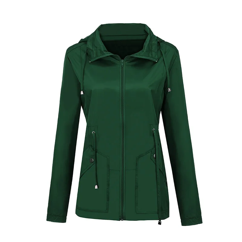 

2020 autumn and winter pockets long solid turn-down collar zipper plus size woman coat sheath slim much color female jacket