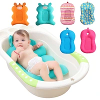 cartoon portable baby bath tub mat with shower newborn kids bath net safety comfortable infant bath pad non slip cushion mat