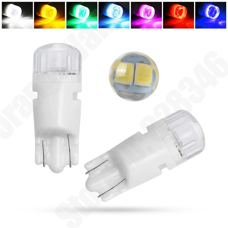 500Pcs Car LED Light T10 W5W 2 2835 194 168 Auto Ceramic Interior Lights Wedge parking lights Bulbs Plate Lamp DC 12V 24V - купить по
