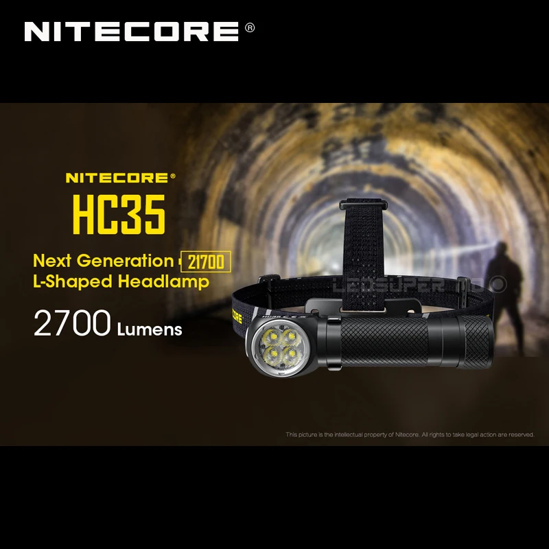Новое поколение налобный фонарь Nitecore HC35 4 x CREE XP G3 S3 LED 21700 L образный 2700 люмен с