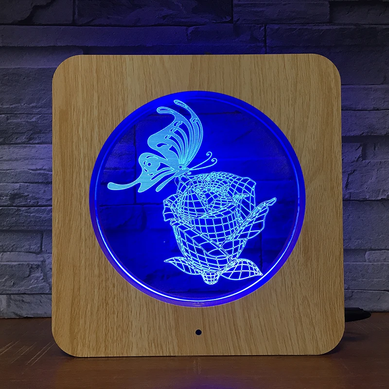 

Butterfly Rose 3D LED Plastic Night Light DIY Customized Lamp Table Lamp Kids Colors Gift Home Decor DropShipping 1747