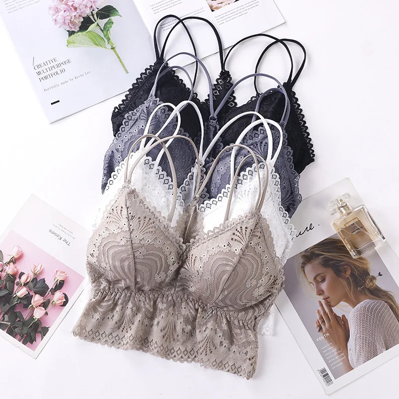 

Wireless Push Up Bra Sexy Flower Lace Bra Top Women Plus Size Bralette Underwear Lingerie Full Cup Seamless Bras Lady Vest