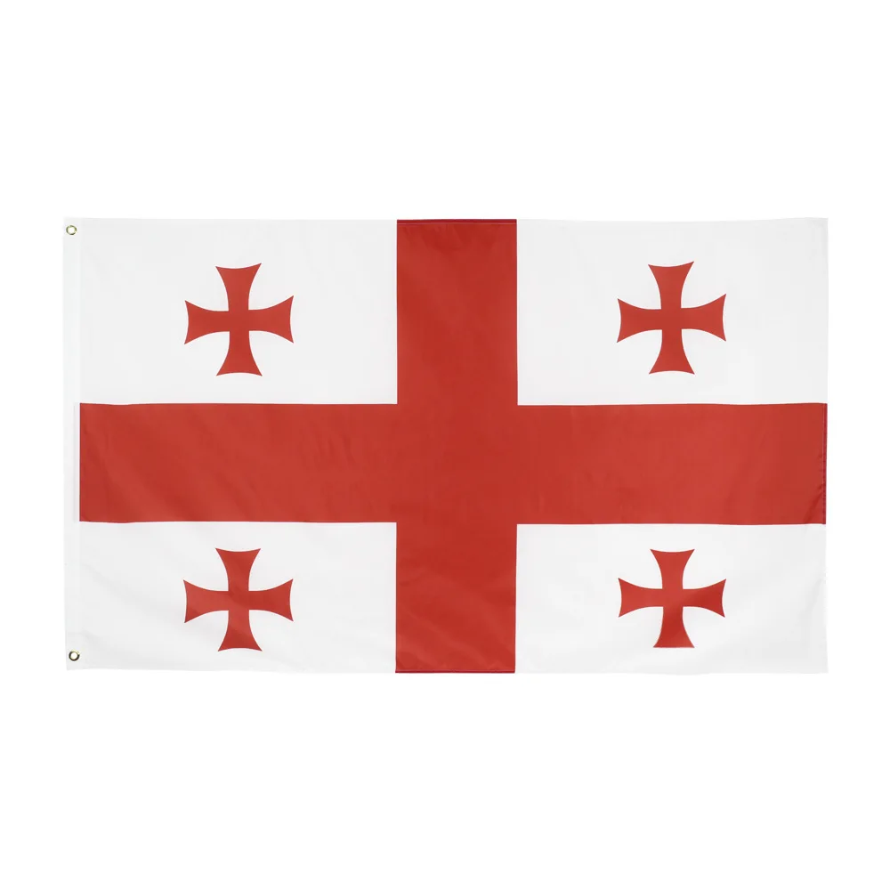 

50pcs Georgia Flag 150x90cm Good Quality Wholesale Flying Hanging Polyester Printing Georgian National Banner 3X5FT for Sale