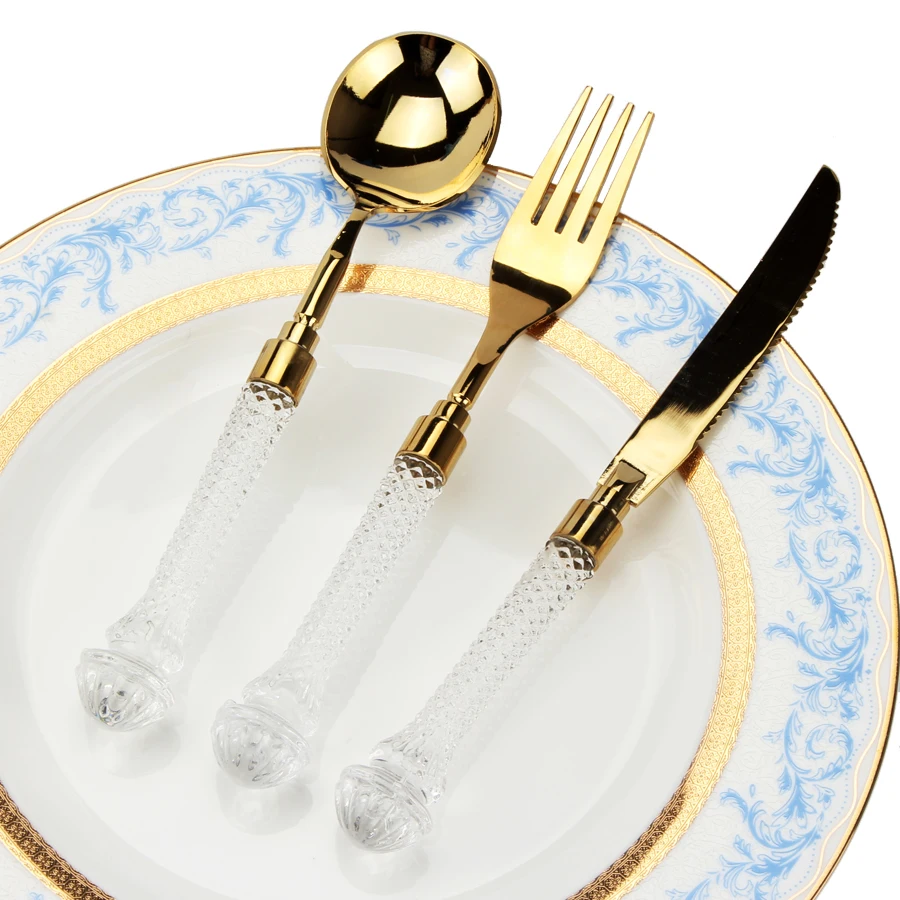 

High-grade Gold Cutlery Set Tableware Knife Fork and Spoon Set Stainless Steel Gold Cutlery Set Tool Eco Friendly Products Gift
