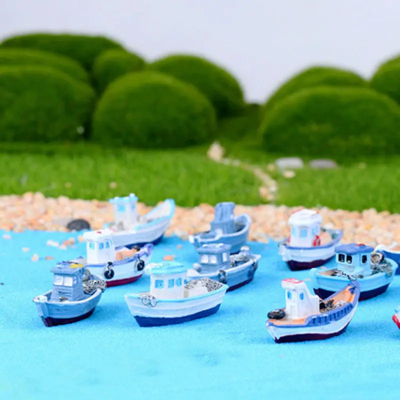 

Miniature Mini Boat Model Fishing Ship Toy DIY Craft Home Tabletop Decoration Mediterranean Style Seaside Fishing Boat