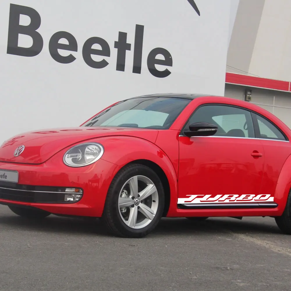 Пара боковых юбок гоночная полоса наклейка для Volkswagen Beetle Turbo Графика Наклейка s 2010- автомобильные аксессуары