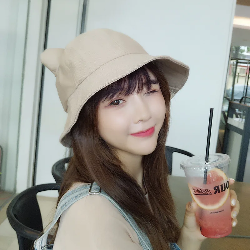 

Summer Cute Cat Bucket Hat Women Panama Lady Flat Hat Cap Top Sun Hat Summer Hip Hop Cap Bob Fisherman Chapeau Femme Travel Cap