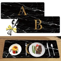 placemat coaster 30cmx80cmpu leather alphabet western table mat waterproof non slip heat resistant mat kitchen accessories