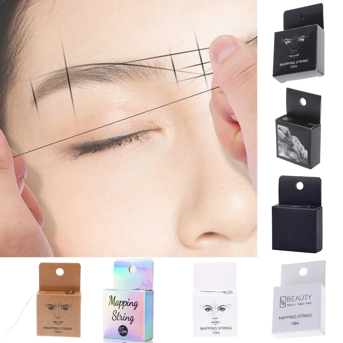 

10Meter Semi Permanent Positioning Measure Tool Brown Microblading Mapping Pre-Ink String for Makeup Eyebrow Dyeing Linen Thread