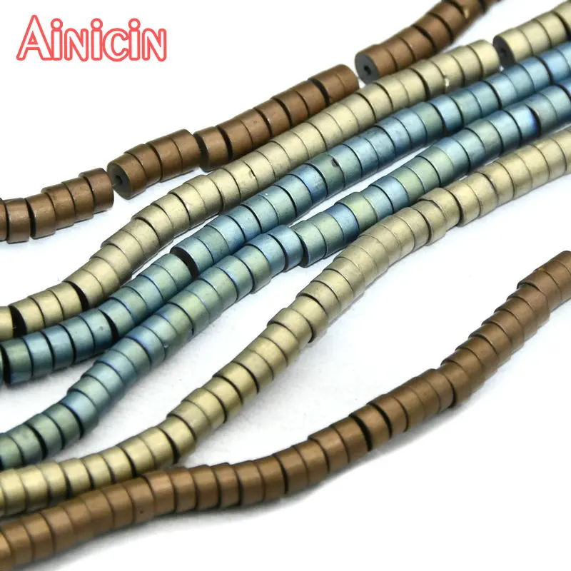 

Matt Surface 2x4mm Round Coin Spacer Shape Hematite Beads Green Coffee Light Gold Color Loose Beads 5pcs/lot