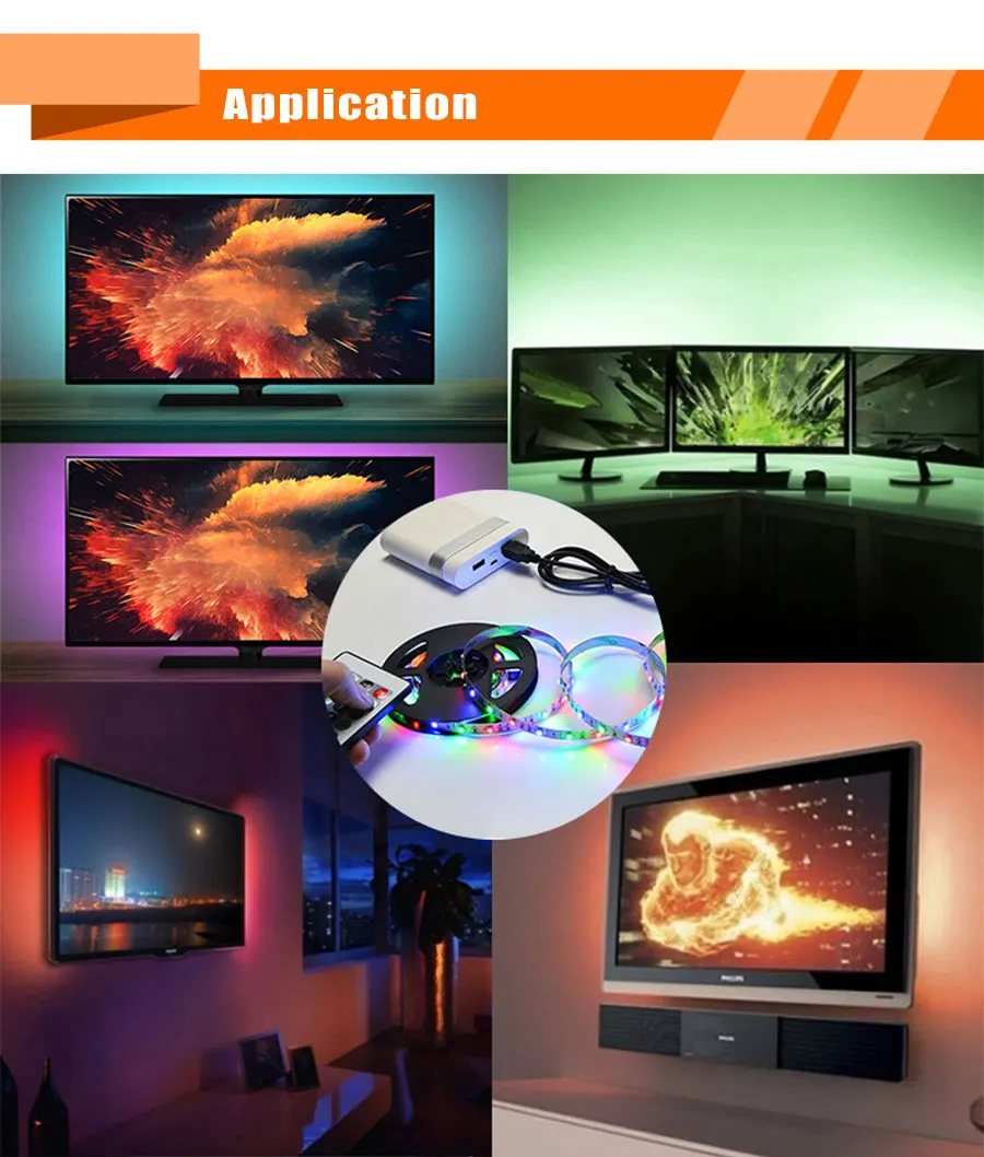 5 в RGB Светодиодная лента 5 В USB Светодиодная лента светильник ТВ ПОДСВЕТКА 2835 1-5 м Настольный светильник ing лента Диодная лента