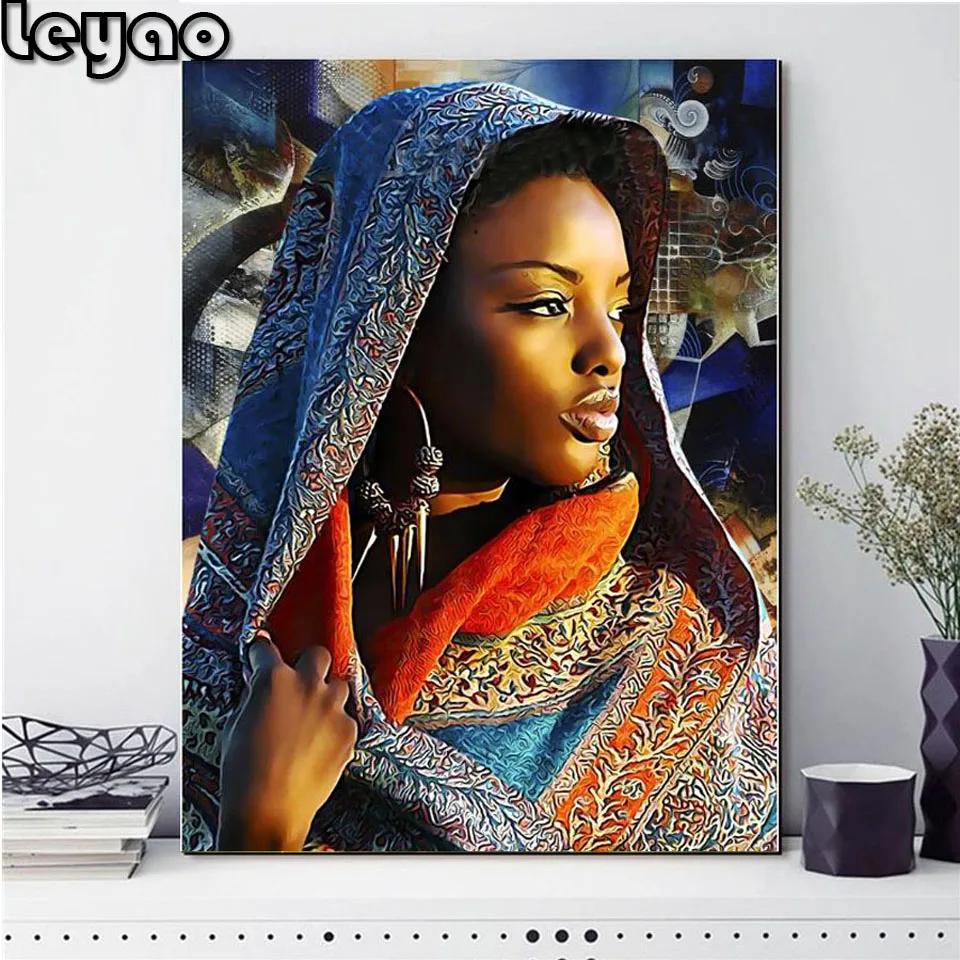 

Полный квадратный/круглый дрель 5d Сделай Сам алмазная живопись Красота африканские женские мозаика, алмазная вышивка Стразы изображение д...