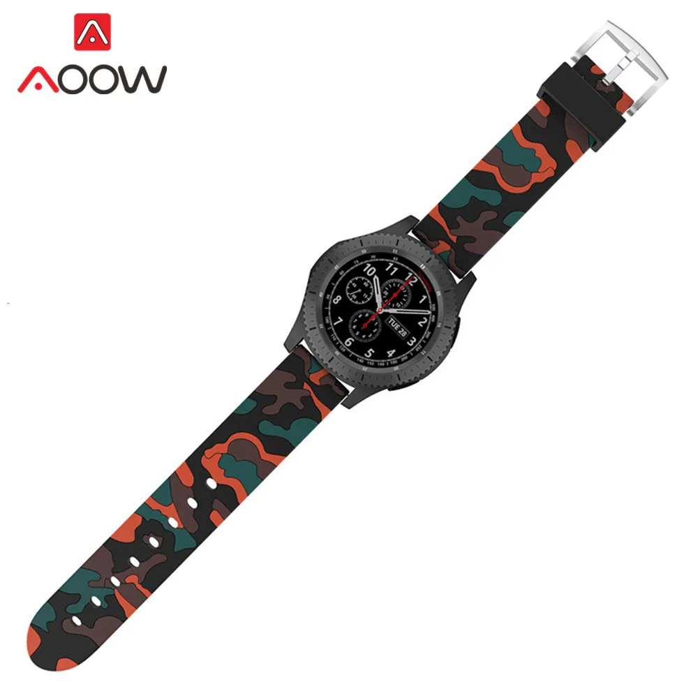 20mm 22mm High Quality Silicone Watchband for Samsung Galaxy Active 42mm 46mm Soft Camouflage Strap Bracelet Band for Gear S2 S3