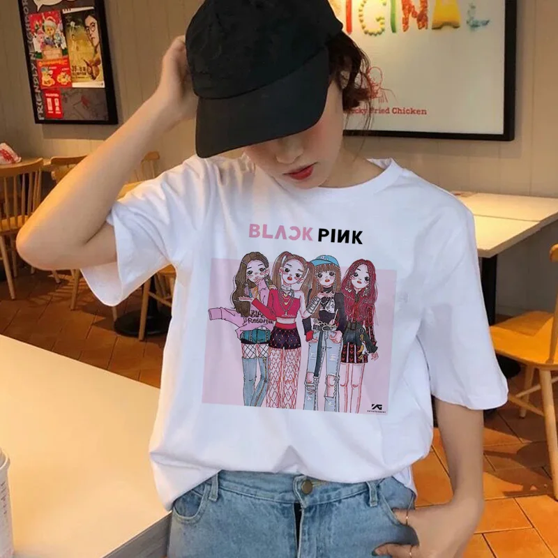 Корейская футболка Женская Топ футболки хип хоп летняя 90s kawaii femme уличная одежда с