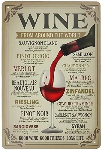 

Vintage Style Tin Sign-Wine from Around The World Blanc-Bar Pub Garage Hotel Diner Cafe Home Iron Mesh Farm Supermarket Mall
