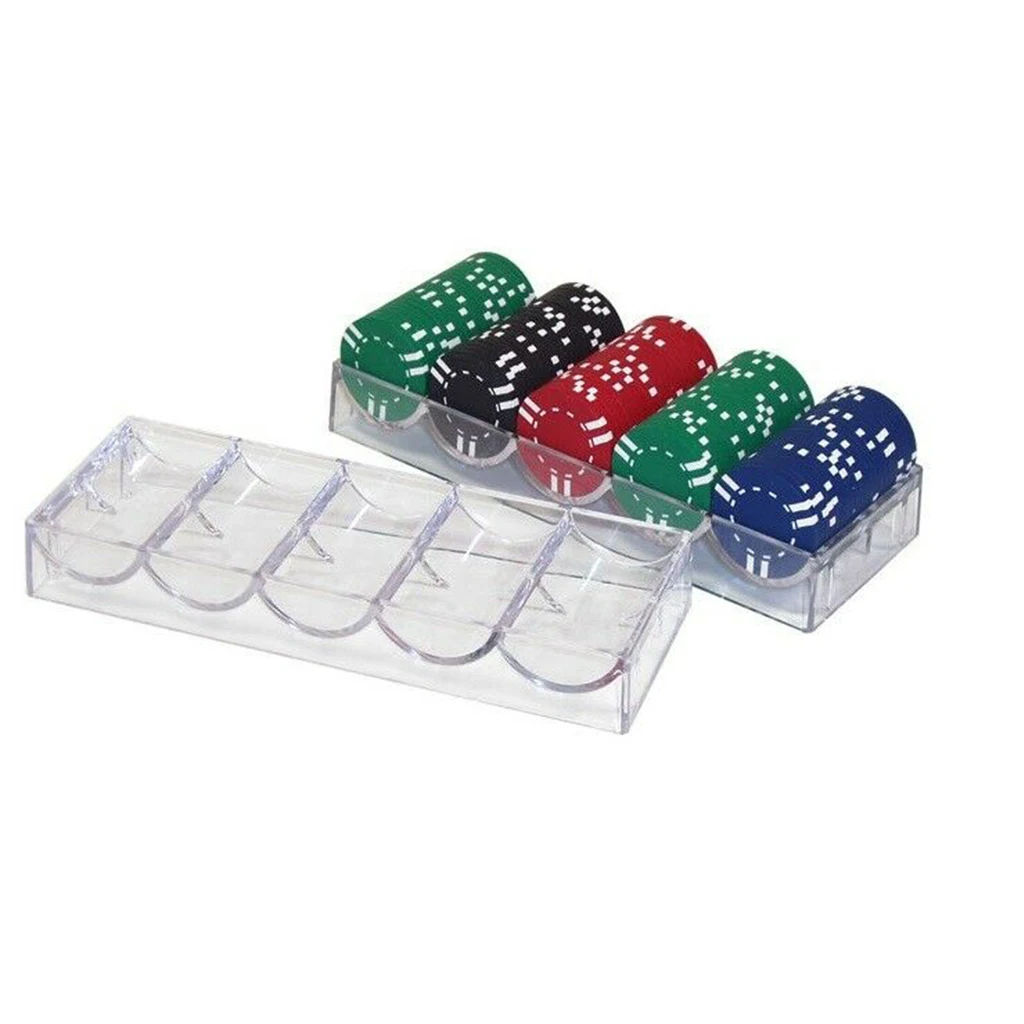 

100pcs Poker Chips Holder Tray for Casino Game Token Counter Rack Stand Box Container Professional Casino Game Accessory Storage