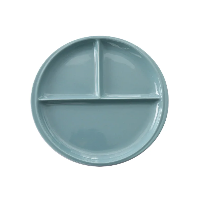 round blue Перепелиные 10 дюймовые разделенные тарелки, Керамические поддоны, без бисфенола, штабелируемые, можно мыть в посудомоечной машине(синий - Цвет: round blue