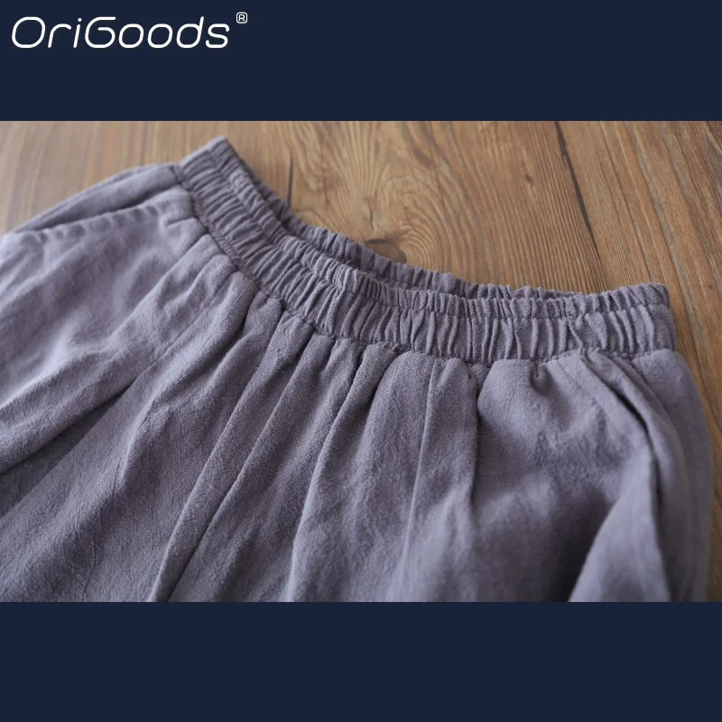 Оригинальные винтажные шаровары женские льняные хлопковые брюки большого