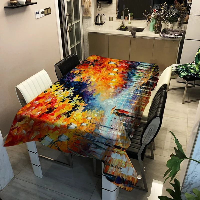 

PVC household decorative pencil drawing pattern printing washable tablecloth