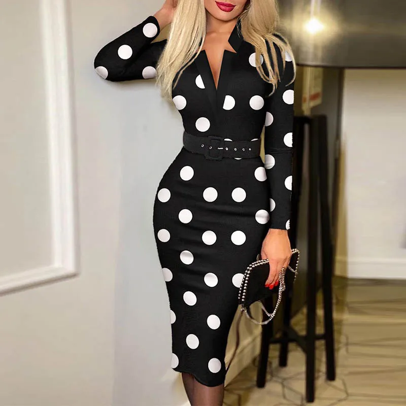 Женское облегающее платье средней длины элегантное офисное с винтажным принтом