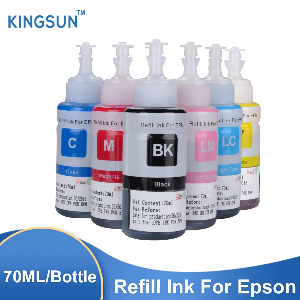 

673 Refill Dye Ink Compatible for EPSON L800 L801 L805 L810 L850 L1800 L3150 Printer T6731 T6732 T6733 T6734 T6735 T6736 70ML