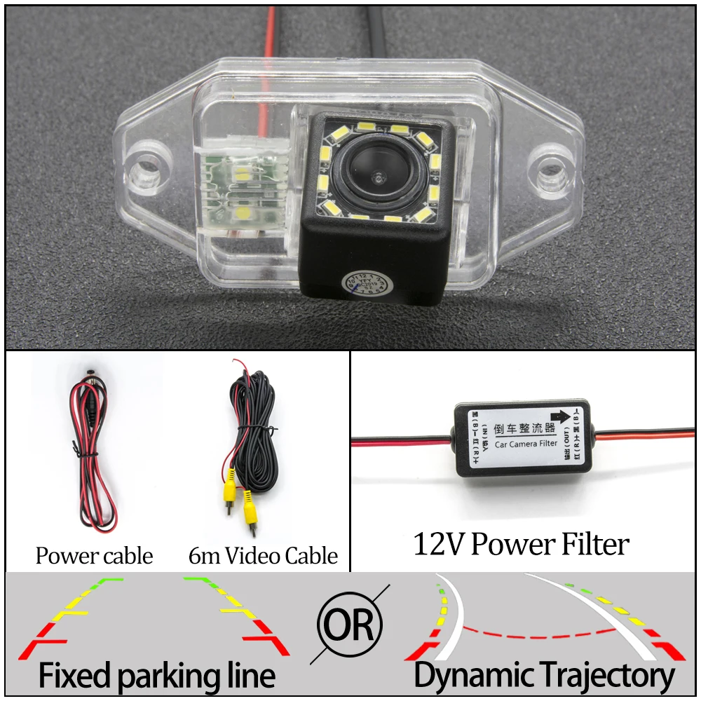 12LED Cam N Filter Камера заднего вида CCD с фиксированной или динамической траекторией для Toyota Land Cruiser серии 120/Prado 2700 4000 Автостоянка аксессуары - Название цвета: 12LED Cam N Filter